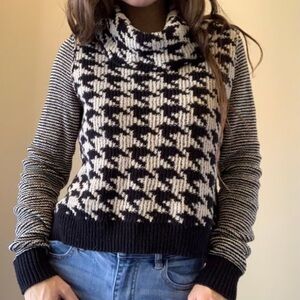 Lucky Brand Black and White Cowl Neck Sweater